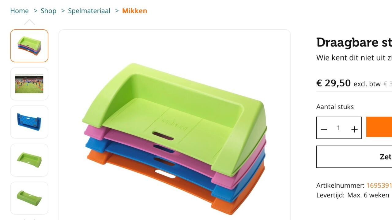 Plaatje van website om draagbare stoeprand te kopen
